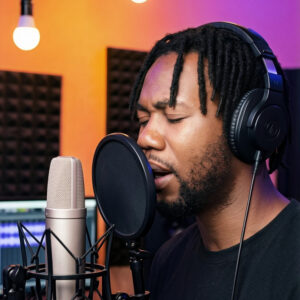 Eritail (King Samuel Benson) during a live studio recording session.